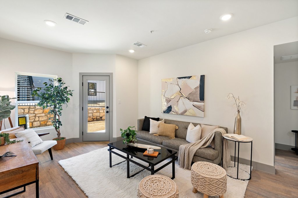 Healthcare worker enjoying a peaceful moment at a CHC Rentals property, enhancing work-life balance in Austin, TX