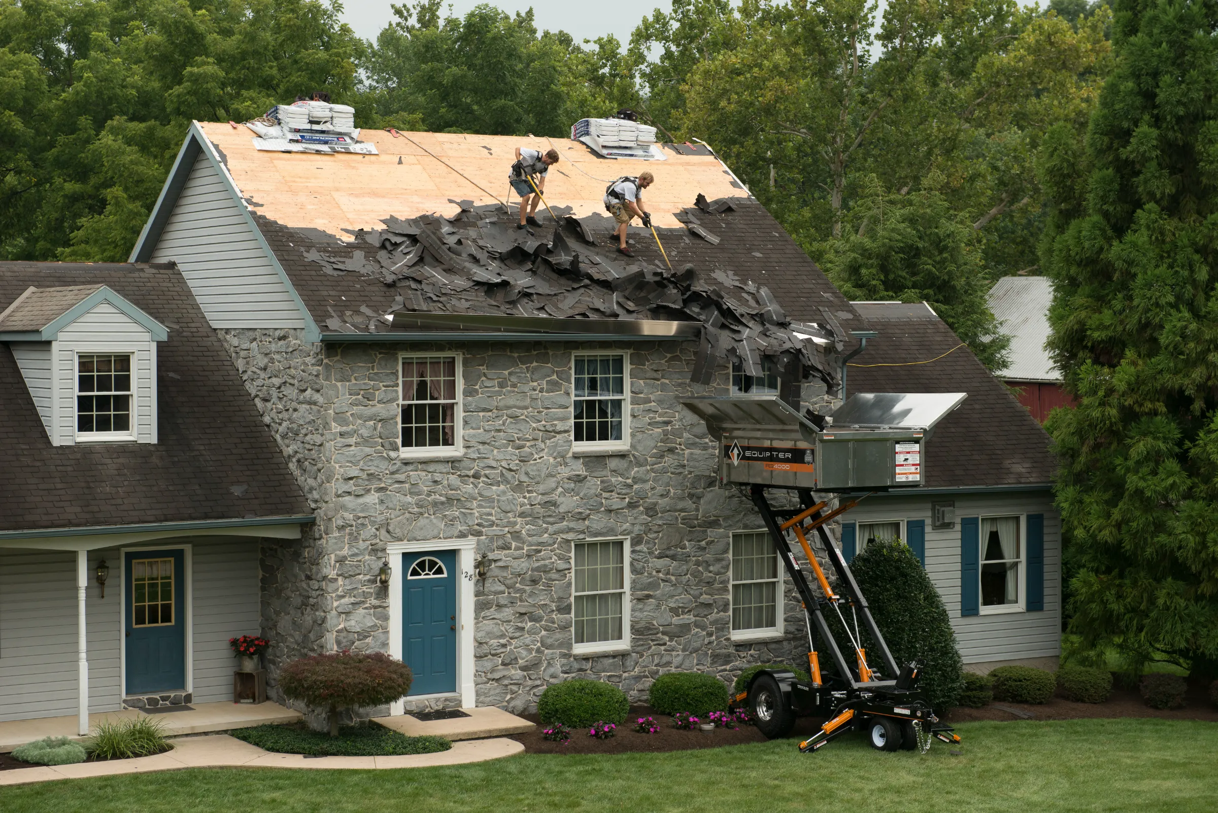 Character Exteriors roofing crew working