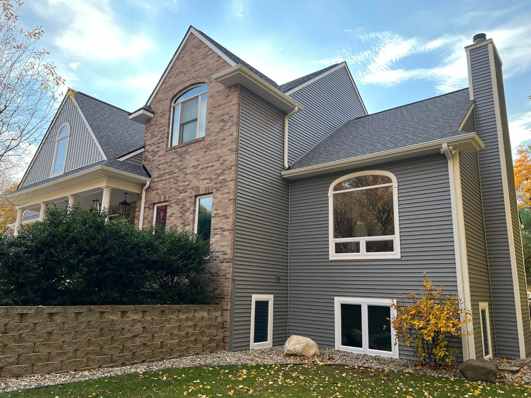 Close-up of high-quality asphalt shingles used by our roofing company